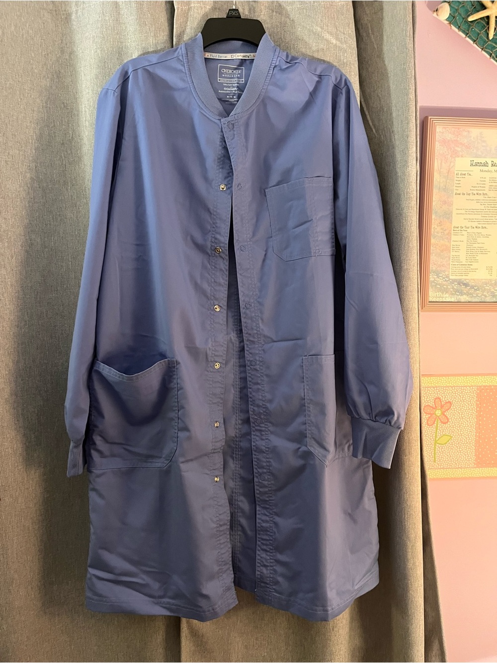 Cherokee Workwear Womens's Lightweight Blue Snap-Front Jacket